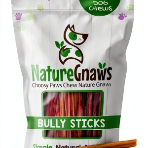 Nature Gnaws Extra Thin Bully Sticks for Small Dogs 5-6" (25 Count) - Long Lasting for Light Chewers and Puppies - Natural Beef Dog Chew Bones-0