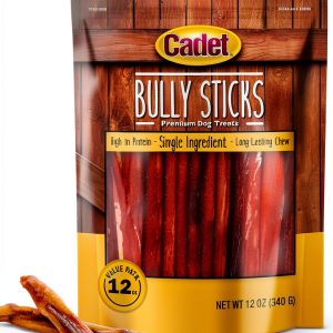 Cadet Bully Sticks Small Dogs – Natural Beef Pizzle High Protein 12 oz-0
