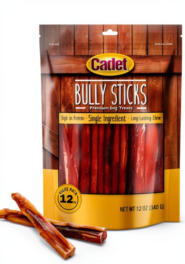 Cadet Bully Sticks Small Dogs – Natural Beef Pizzle High Protein 12 oz-0