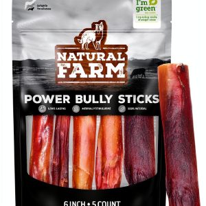Natural Farm Power Bully Sticks 6" 5-Pack Beef Cheek Wrapped in Pizzle-0