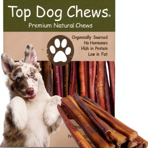 Bully Stick 12 Inch Top Dog Chews Natural Beef Dog Treat 12 Pack-0