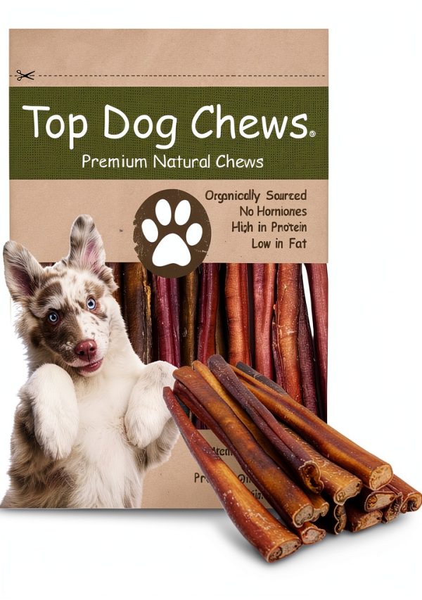 Bully Stick 12 Inch Top Dog Chews Natural Beef Dog Treat 12 Pack-0
